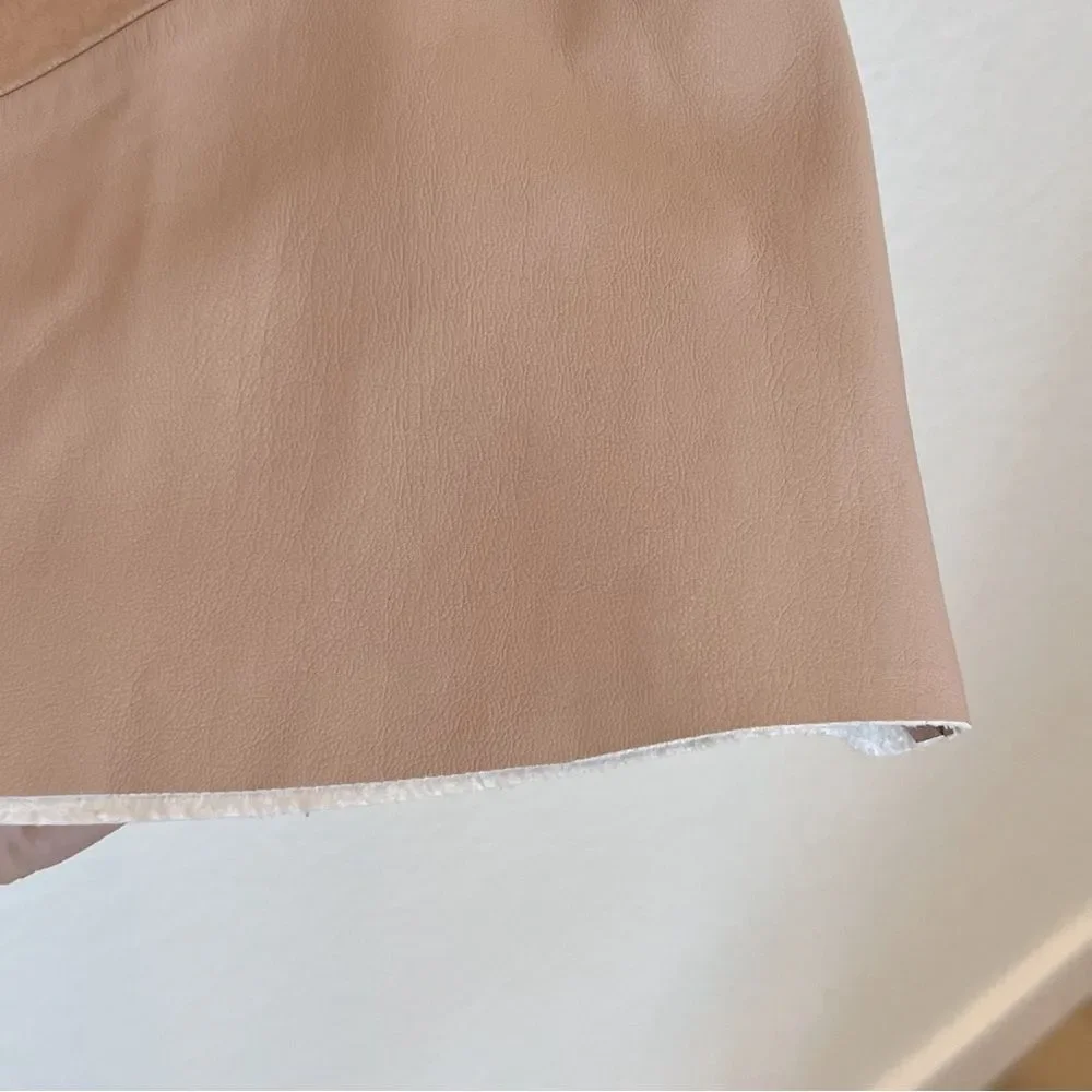Zara Basic Mixed Faux Leather A-Line Mini Skirt in Soft Pink size Medium